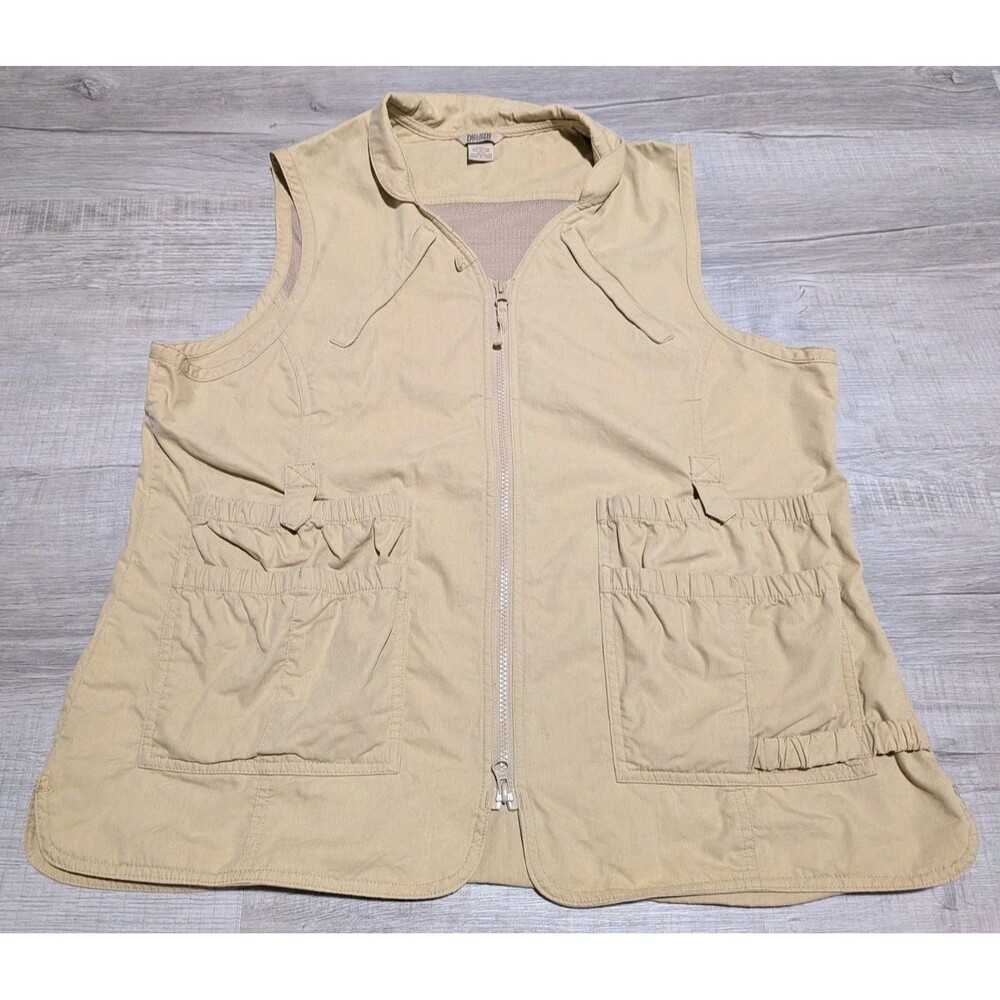 Duluth Trading Utility Vest Mens XL Khaki Tan Mesh Back Multi-Pocket Fishing